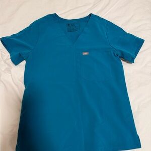 FIGS Vibrant Teal Blue Catarina Scrub Top